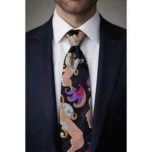 Tie 70s 80s 90s Y2K Mens Elements Black Brown Blue Red Purple 3.75 Wide 60 Long